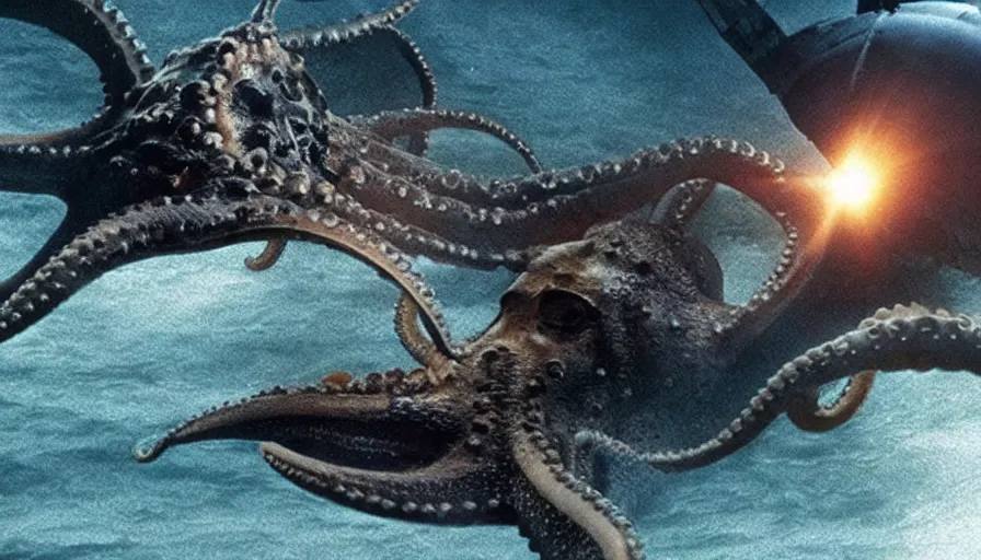 Prompt: Ridley Scott movie about an octopus attacking a nuclear submarine