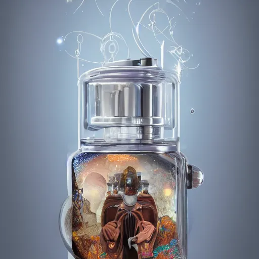 Image similar to An universe inside ampoules and alambics in a surreal ancient doctor's bag, trending on artstation