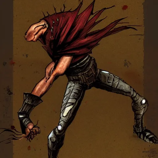 Image similar to akira pose in planescape, concept