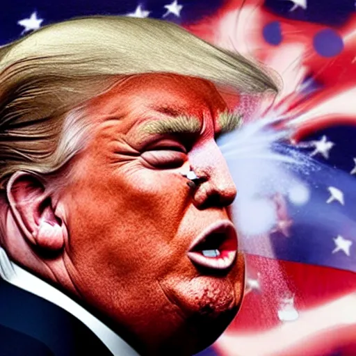 Image similar to donald trump sniffing spray paint