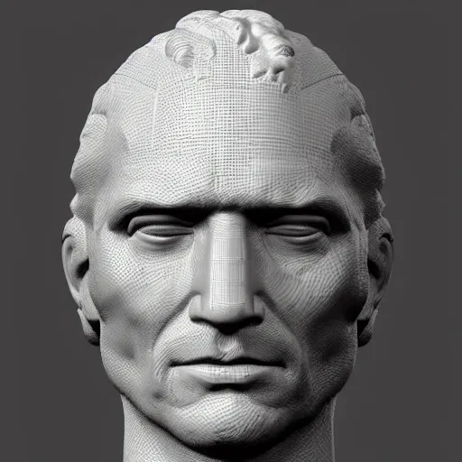 Image similar to cristobal colon head 3 d model, zbrush, wireframe, retopology, artstation, digital human