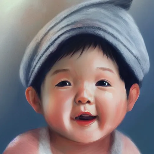 Image similar to super cute baby Harrison Ford, kawaii realistic portrait, by isabelle staub, by shin min jeong, by RossDraws, trending on artstation