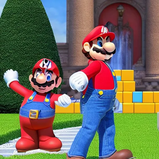 Image similar to Jack Black playing ((((Super Mario)))) in a live-action Super Mario Bros movie - hyperrealistic 8k hdr movie still