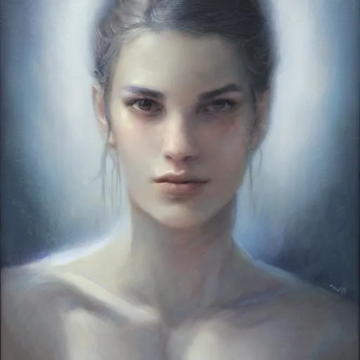 Image similar to portrait of a mage, sharp focus, ethereal light, by livia prima