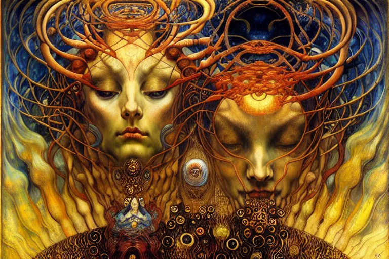 Image similar to Divine Chaos Engine by Karol Bak, Jean Delville, William Blake, Gustav Klimt, and Vincent Van Gogh, symbolist, visionary