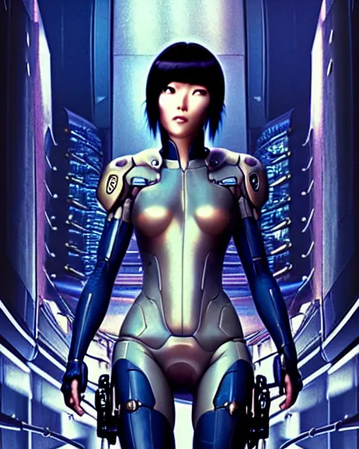 Image similar to weta disney pixar movie still portrait photo of motoko kusanagi the major ghost in the shell : : as cyborg woman by pixar : : by weta, wlop, ilya kuvshinov, rossdraws, artgerm, marvel, maxim cover, latex, octane render, sweaty, iridescent, bright morning, anime, liosh, mucha : :