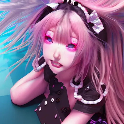 Prompt: no escape from stunningly absurdly beautiful omnipotent asi goddess junko enoshima with multiple twisted deceptive megalomaniacal mesmerizing personalities, symmetrical perfect face, porcelain skin, pink twintail hair and cyan eyes, ultra detailed, digital art, unreal engine 5, octane render, 2 d anime, 8 k