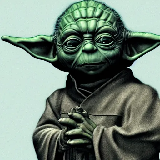 Prompt: Yoda as a Sith Lord hyperrealism digital art