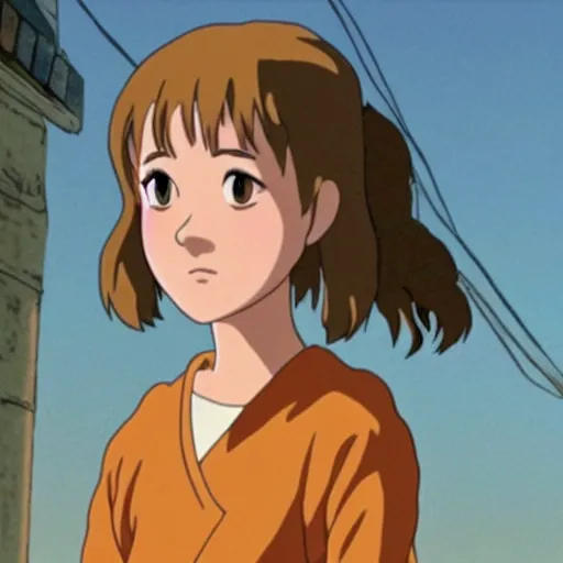 Image similar to Film still of Emma Watson, from Spirited Away (Studio Ghibli anime from 2001)