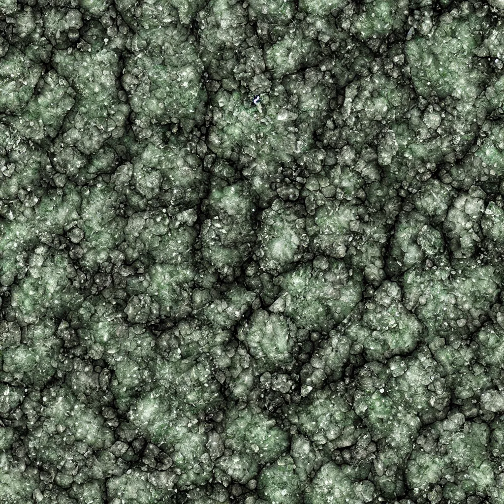 Image similar to long green crystals sticking out of the rock surface, detailed ground terrain albedo texture, flat, 2 d texture, seamless