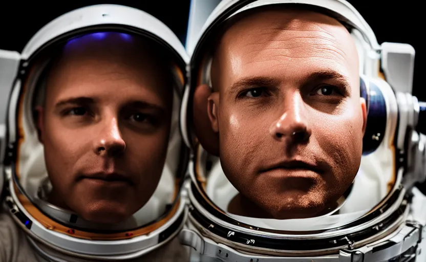 Image similar to studio photography of an astronaut, detailed face, cinematic lighting, 8 k