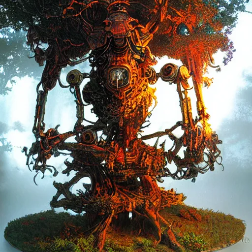Image similar to hyperdetailed led tree mech by michael Whelan