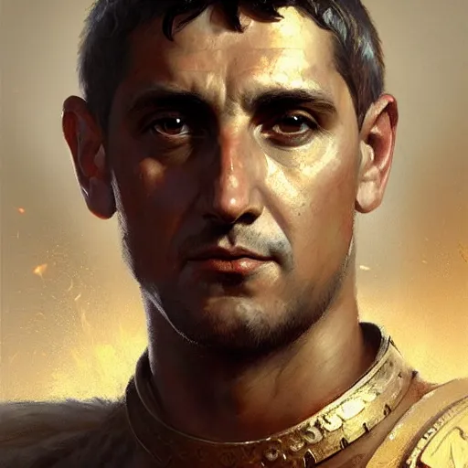 Image similar to portrait of roman emperor constantine, epic concept art, epic painting, artstation, realistic, by greg rutkowski