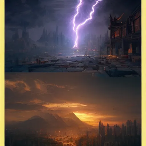 Image similar to god of construction and god destruction making a beautiful world, magical world, by greg rutkowski, sung choi, photo realistic, 8 k, cinematic lighting, hd, atmospheric, hyperdetailed, trending on artstation, devainart, digital painting, glow effect