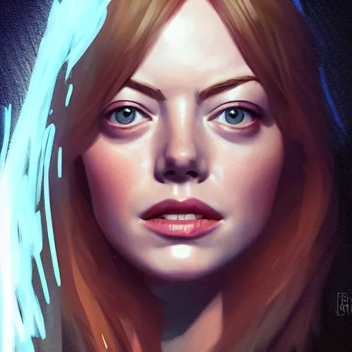 Image similar to portrait of emma stone ,digital art photorealistic art by greg rutkowski high detail comic sharp vector lineart dramtic lighting artstation by trevor henderson by rossd raws cinematic dramatic