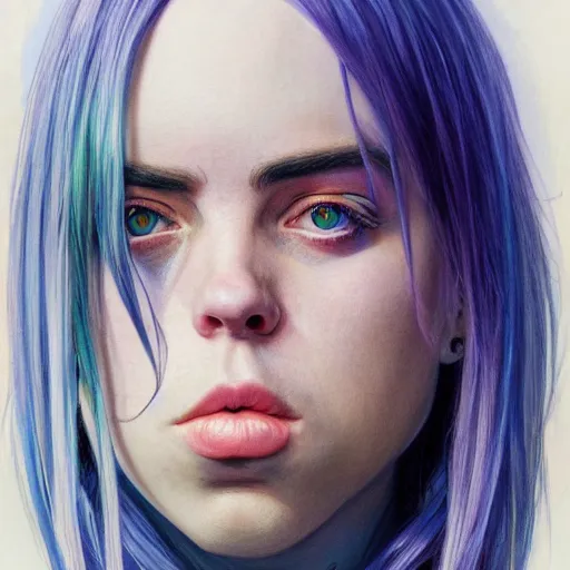 Prompt: Billie Eilish, by Chris Moore, by Mark Brooks, by Donato Giancola, by Victor Nizovtsev