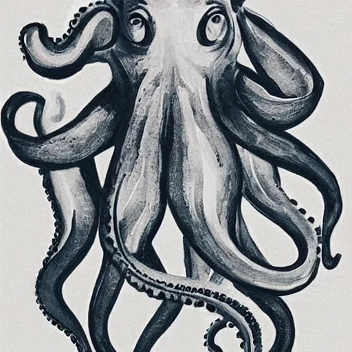 Image similar to a pig - octopus, calligraphy