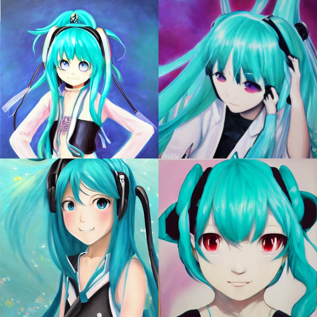 Prompt: A painting of Hatsune Miku