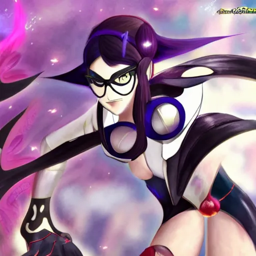 Image similar to bayonetta as a pokemon trainer, anime, concept art