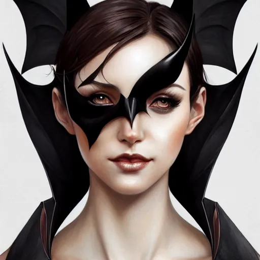 Prompt: 3 / 4 view of a portrait of bat woman with bat wings, confident pose, pixie, genshin impact,, intricate, elegant, sharp focus, illustration, highly detailed, concept art, matte, trending on artstation, art by wlop and artgerm and greg rutkowski, h 6 4 0