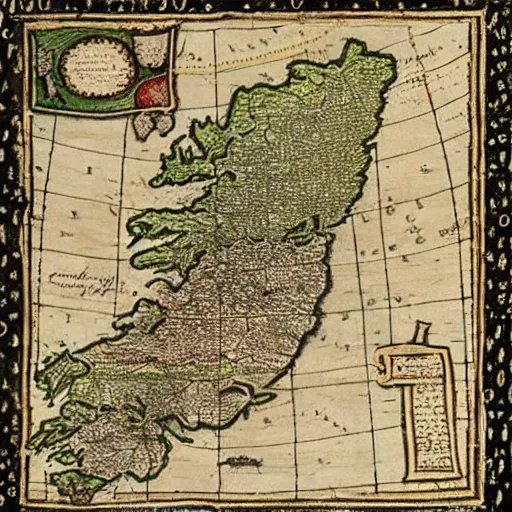 Prompt: medieval map of ireland