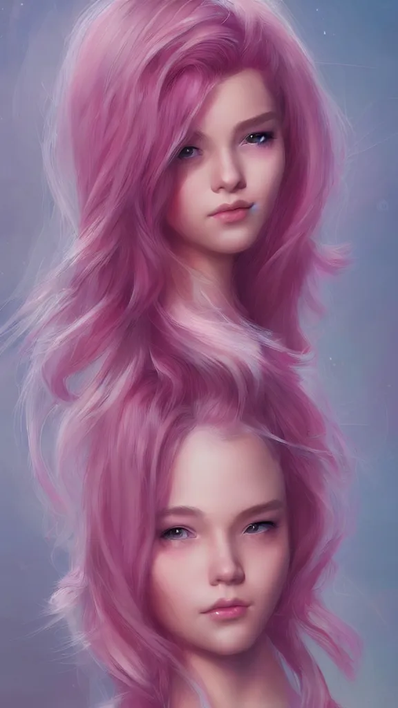 Image similar to teen girl, pink hair, gorgeous, amazing, elegant, intricate, highly detailed, digital painting, artstation, concept art, sharp focus, illustration, art by Ross tran