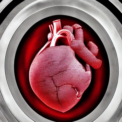 Image similar to Hyperrealistic photograph of a beating human heart, 4k, high detail, sharp image, 50mm lens