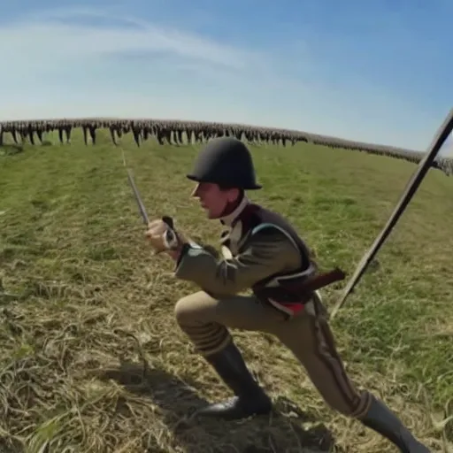 Prompt: gopro footage of the battle of waterloo, 4 k, highly detailed, video footage, gopro, pov