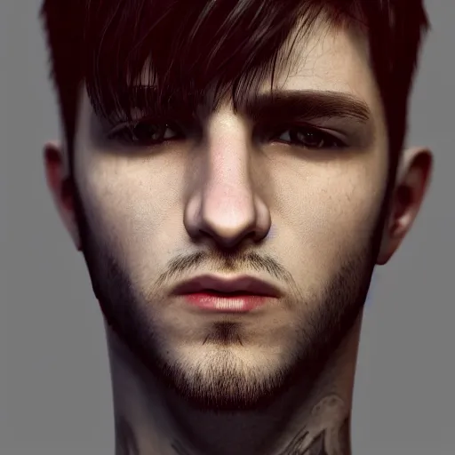 Prompt: A handsome, cute emo guy, close-up portrait, trending on artstation, artstationHD, artstationHQ, artstation digital artwork, photorealistic imagery, photorealistic facial features, intricate, 4k, 8k