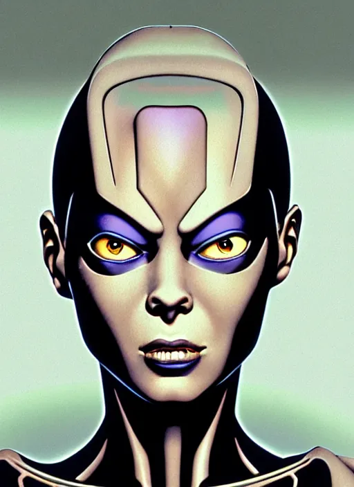 Prompt: a richly detailed color  illustration depicting Seven of Nine from Star Trek looking forlorn, masterfully painted on glass by Akira Toriyama and Mina Petrovic, Range Murata, Katsuhiro Otomo, Yoshitaka Amano, and Artgerm. 3D shadowing effect, 8K resolution, 3D shadowing effect, ultra ornate detail.