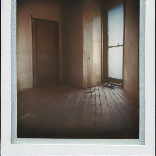 Image similar to Liminal spaces, interiors, polaroid photograph