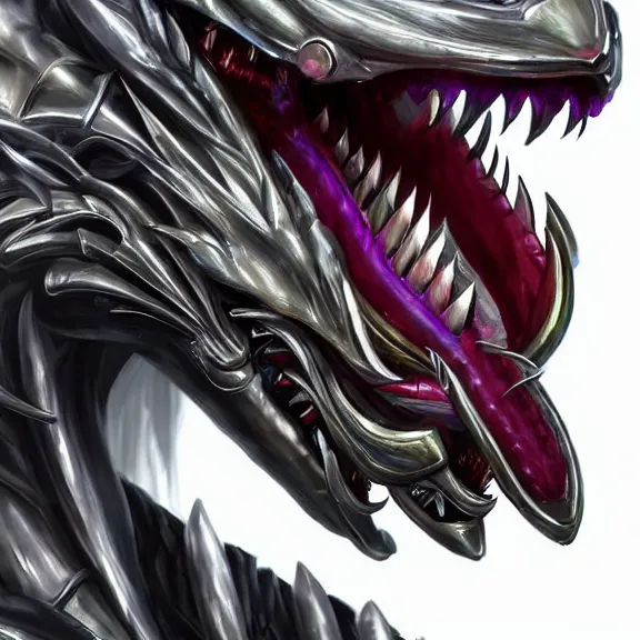 Image similar to close up mawshot of a cute elegant beautiful stunning hot anthropomorphic female robot dragon, with sleek silver metal armor, glowing OLED visor, facing the camera, the open dragon maw being highly detailed, with a gullet at the end and a long tongue, you looking into the maw, food pov, micro pov, vore, digital art, pov furry art, anthro art, furry, warframe art, high quality, 3D realistic, dragon mawshot art, maw art, macro art, micro art, dragon art, Furaffinity, Deviantart, Eka's Portal, G6