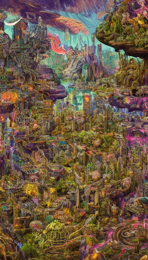 Prompt: a beautiful hyperdetailed highly detailed nature shrine by denise scott brown, thermal vision neon signs nature elysian forest universe cgsociety apocalyptic tron wilderness synthwave alien extraterrestial steampunk earth gem uv light cyberpunk crystal meadow azeroth san andreas tokyo liberty city, archdaily, wallpaper, highly detailed, trending on artstation.