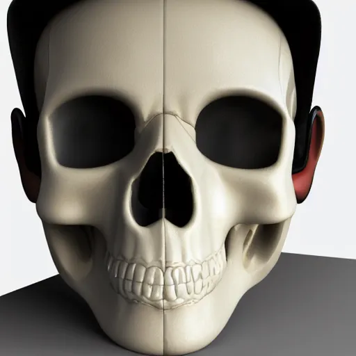 Prompt: 3d render of a teenage boy with a skull mask, white background, creepy