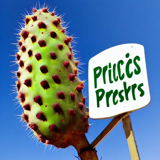 Image similar to prickly pears with a sign that say'cactus'