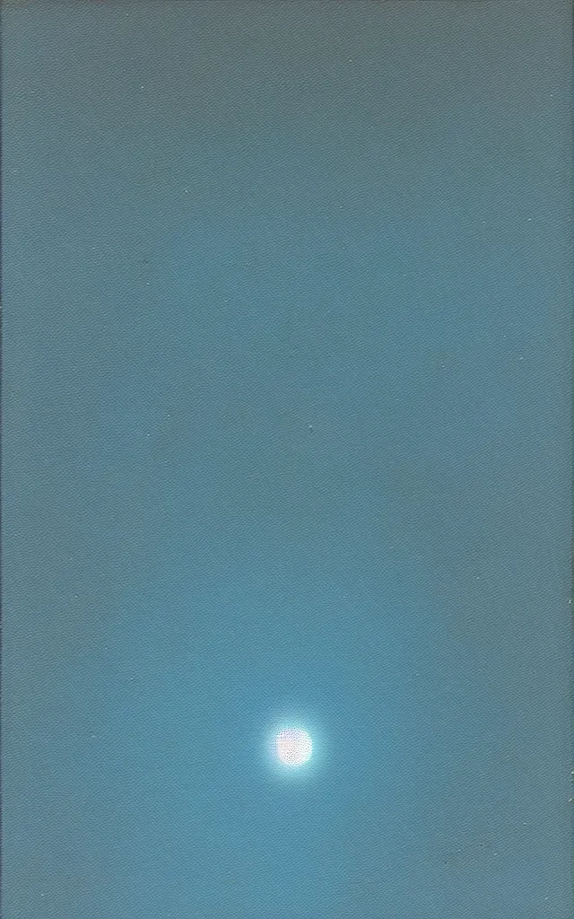 Image similar to a singular small blue dot, among the vast emptiness of the universe. minimalist painting. dean ellis