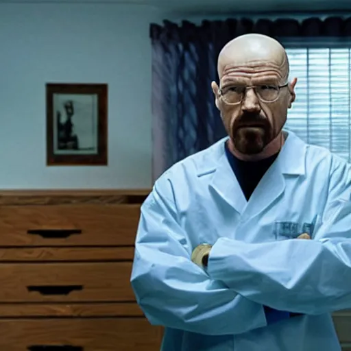 Prompt: walter white in house, m. d