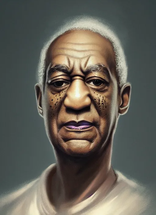 Image similar to Half-body portrait of a beautiful bill cosby with blonde hair and luminous aura. In style of Hyung-tae Kim and Greg Rutkowski, concept art, trending on ArtStation, Korean MMORPG, over-detailed art, 8K, epic, dynamic lightning, dramatic pose