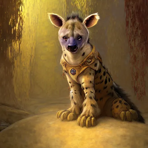 Image similar to a cinematic shot of a female hyena hyenawoman canine in wizard robes. zootopia fursona furaffinity furry art detailed face painting by gaston bussiere craig mullins jc leyendecker gustav klimt artgerm greg rutkowski furry