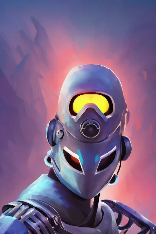 Image similar to epic mask helmet robot ninja portrait stylized as fornite style game design fanart by concept artist gervasio canda, behance hd by jesper ejsing, by rhads, makoto shinkai and lois van baarle, ilya kuvshinov, rossdraws global illumination radiating a glowing aura global illumination ray tracing hdr render in unreal engine 5