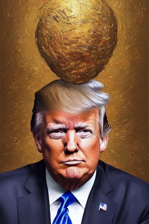 Image similar to photorealistic portrait photograph of donald trump!! with a nuclear missile, handsome, depth of field, soft focus, highly detailed, intricate, realistic, national geographic cover, soft glow, textured, artstation, concept art, sharp focus, illustration, art by artgerm and greg rutkowski and alphonse mucha