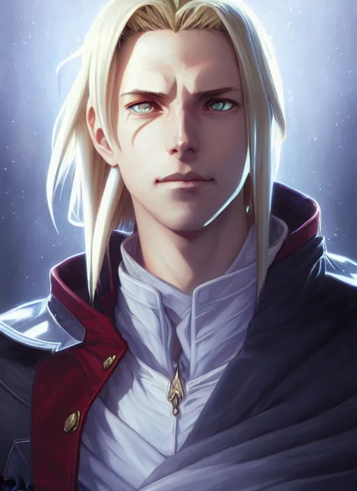 Prompt: portrait of edward elric, intricate, elegant, highly detailed, ray tracing, digital painting, artstation, concept art, smooth, sharp focus, illustration, art by artgerm and greg rutkowski and alphonse mucha, 8 k