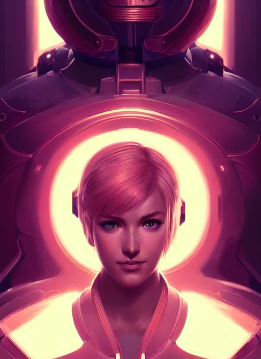 Image similar to portrait of samus aran, intricate, elegant, glowing lights, highly detailed, digital painting, artstation, concept art, smooth, sharp focus, illustration, art by wlop, mars ravelo and greg rutkowski