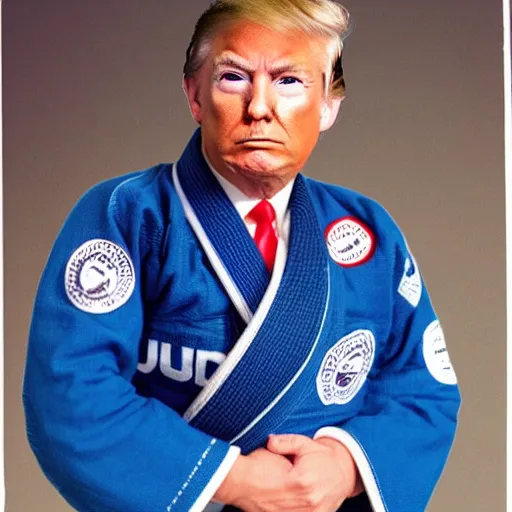 Image similar to !dream donald trump as a jiujitsu fighter wearing a gi