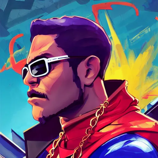 Prompt: portrait, profile picture, Puerto Rican super hero, Puerto Rico, hip hop, multiple golden necklaces, fantasy art apex fortnite Video game icon, 2d game art gta5 cover , official fanart behance hd artstation by Jesper Ejsing, by RHADS, Makoto Shinkai and Lois van baarle, ilya kuvshinov, rossdraws