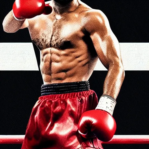 Image similar to movie poster of mohammed salah in rocky 4,