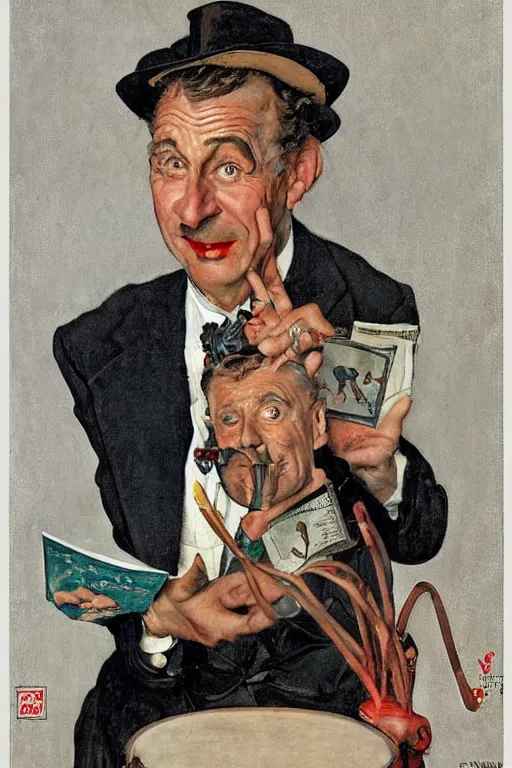 Image similar to magician pepo capel portrait by norman rockwell, 1900s magiacian poster style