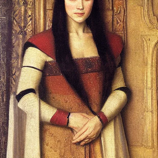 Prompt: Pre-Raphealite painting of a medieval princess by John Collier