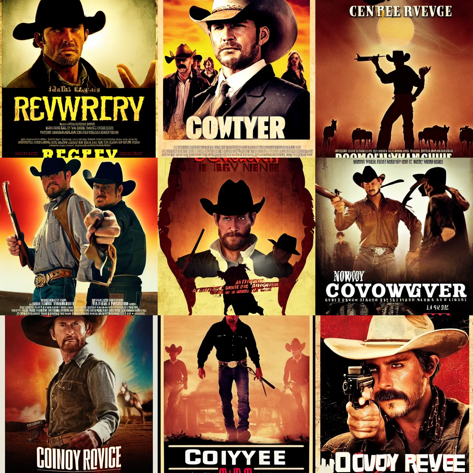 Prompt: cowboy revenge movie poster