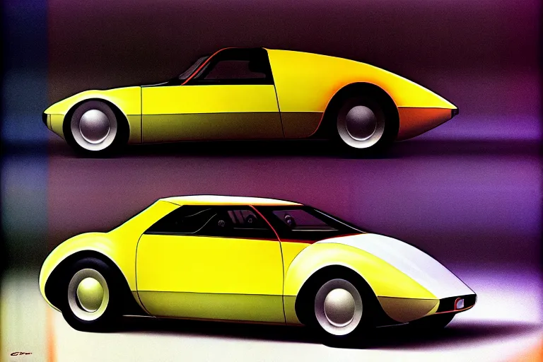 Prompt: designed by giorgetto giugiaro stylized poster of a single 1 9 3 1 amc amx / 3 citroen ds bmw m 1 concept, thick neon lights, ektachrome photograph, volumetric lighting, f 8 aperture, cinematic eastman 5 3 8 4 film